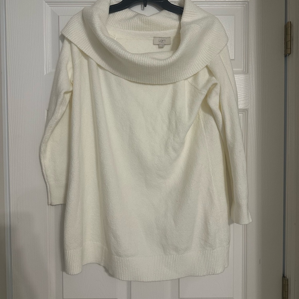 LOFT Women's Ivory Cowl Neck Sweater